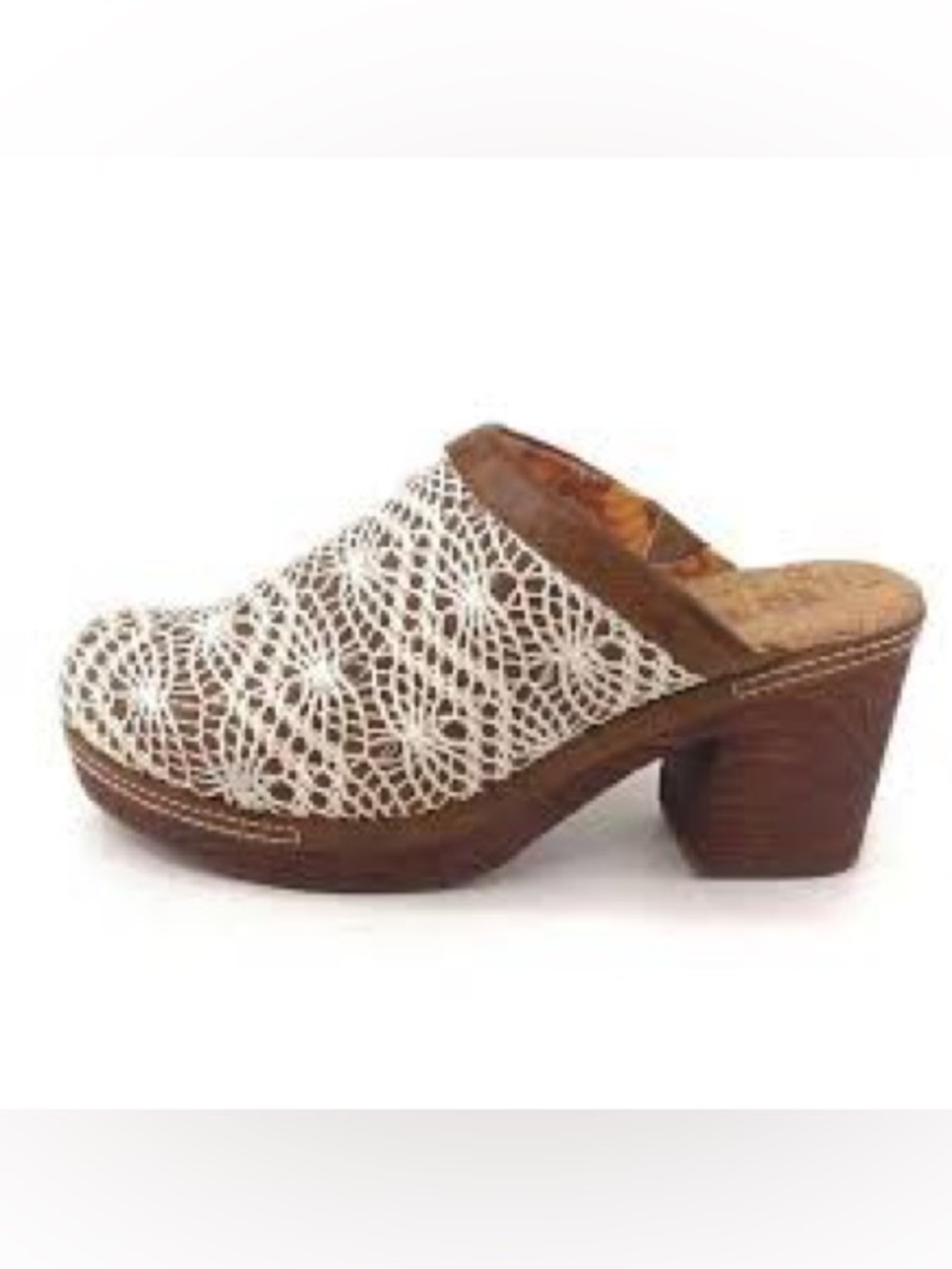 Korks Nora Crochet Lace Clog Mules  Size 8 M Chunky Block Heel Boho Platform